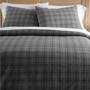Pottery Barn Teen | PB Dorm Branson Plaid Twin Duvet Cover and Sham Gray/Black